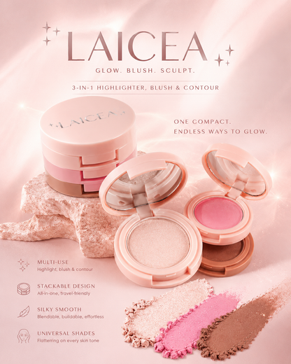 LAICEA 3 in 1 Matte Highlighter Contour Palette
